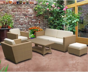 Riviera Wicker Sofa Set with Riviera Coffee Table - Rattan Garden Furniture