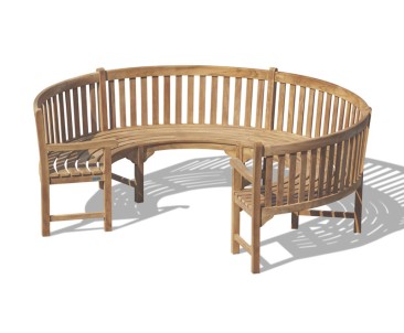 Henley 3/4 Teak Curved Wooden Bench with Arms