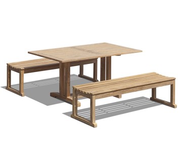 1.5m Belgrave Table and Backless Benches Set