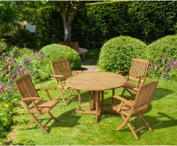 Berrington Drop Leaf Round Garden Table and Arm Chairs