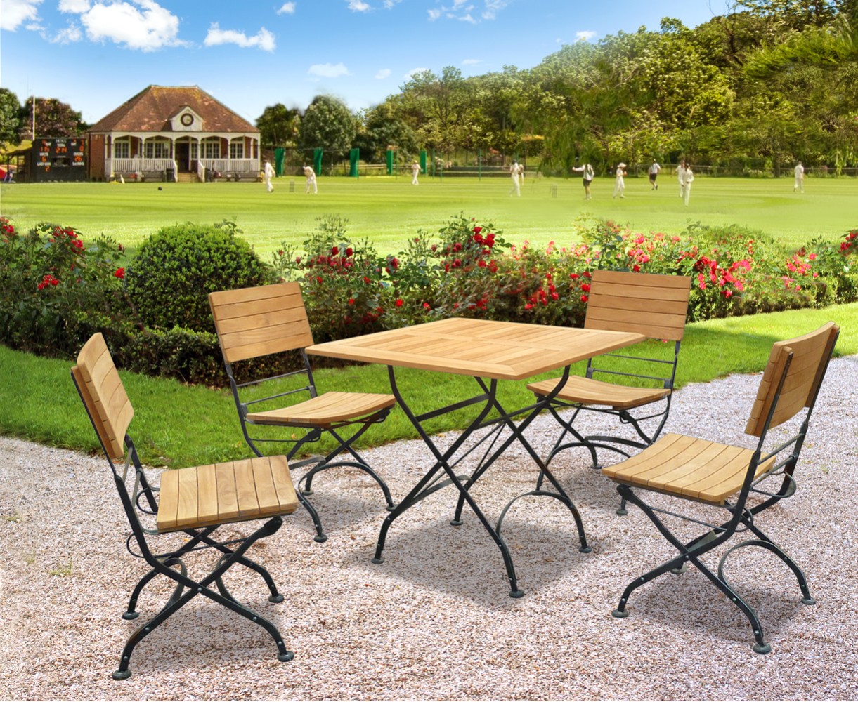 Bistro Square Table and 4 Chairs - Patio Garden Bistro Dining Set