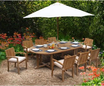 Hilgrove 8 Seater Teak Dining Set with Stacking Chairs