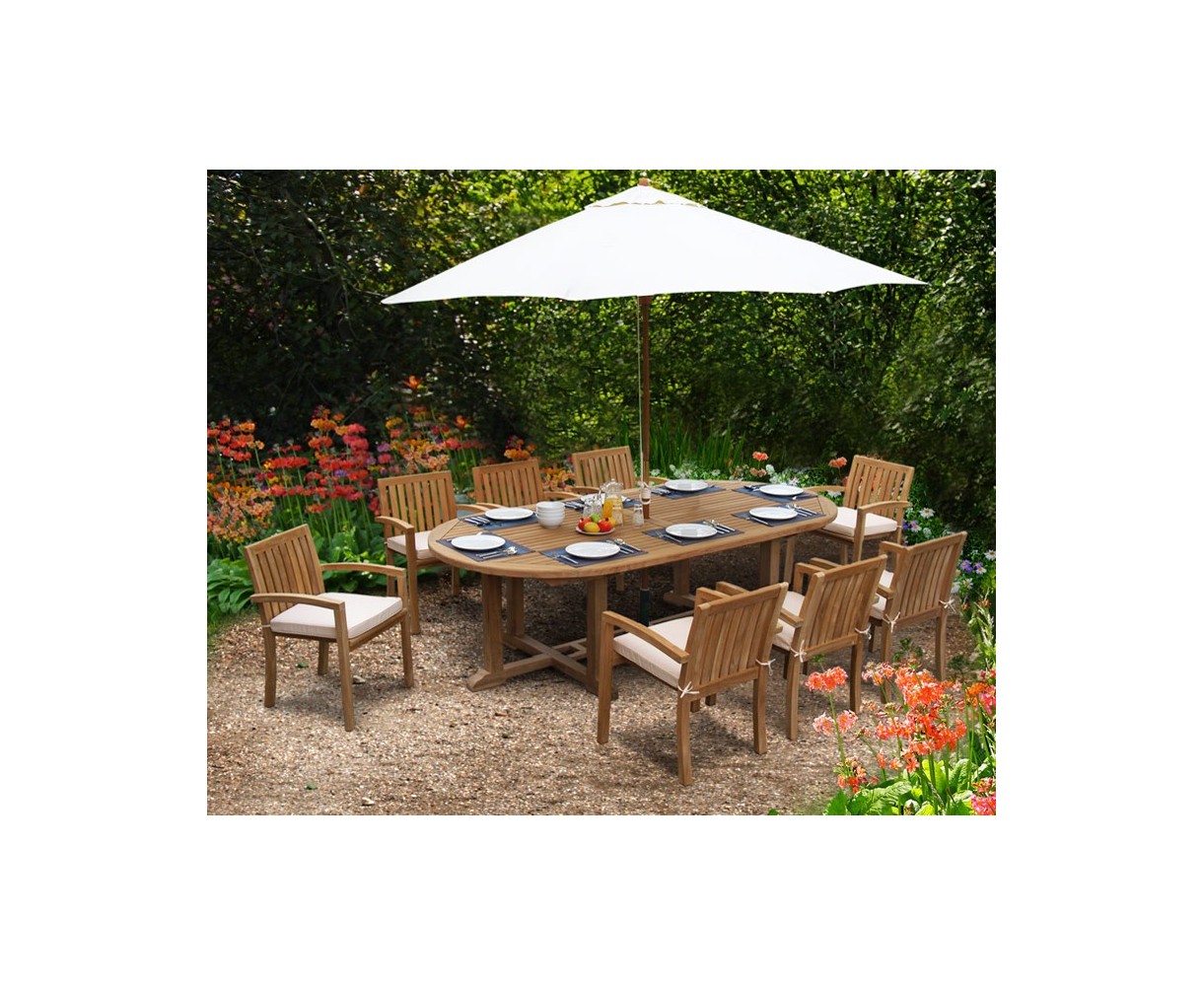 Hilgrove 8 Seater Teak Dining Set with Stacking Chairs