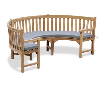 Henley Teak Curved Wooden Bench With Arms