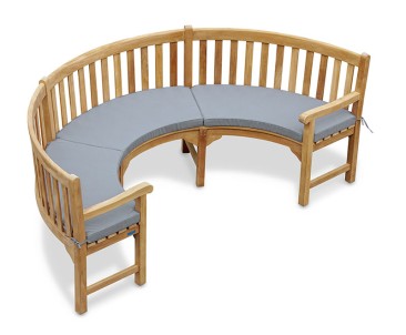 Henley Teak Curved Wooden Bench With Arms