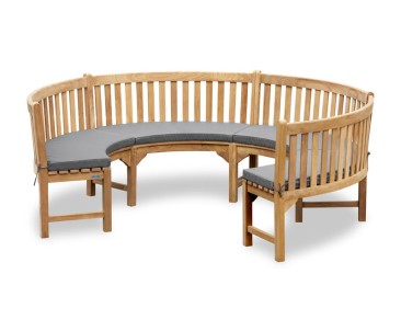Henley ¾ Teak Curved Garden Wooden Bench