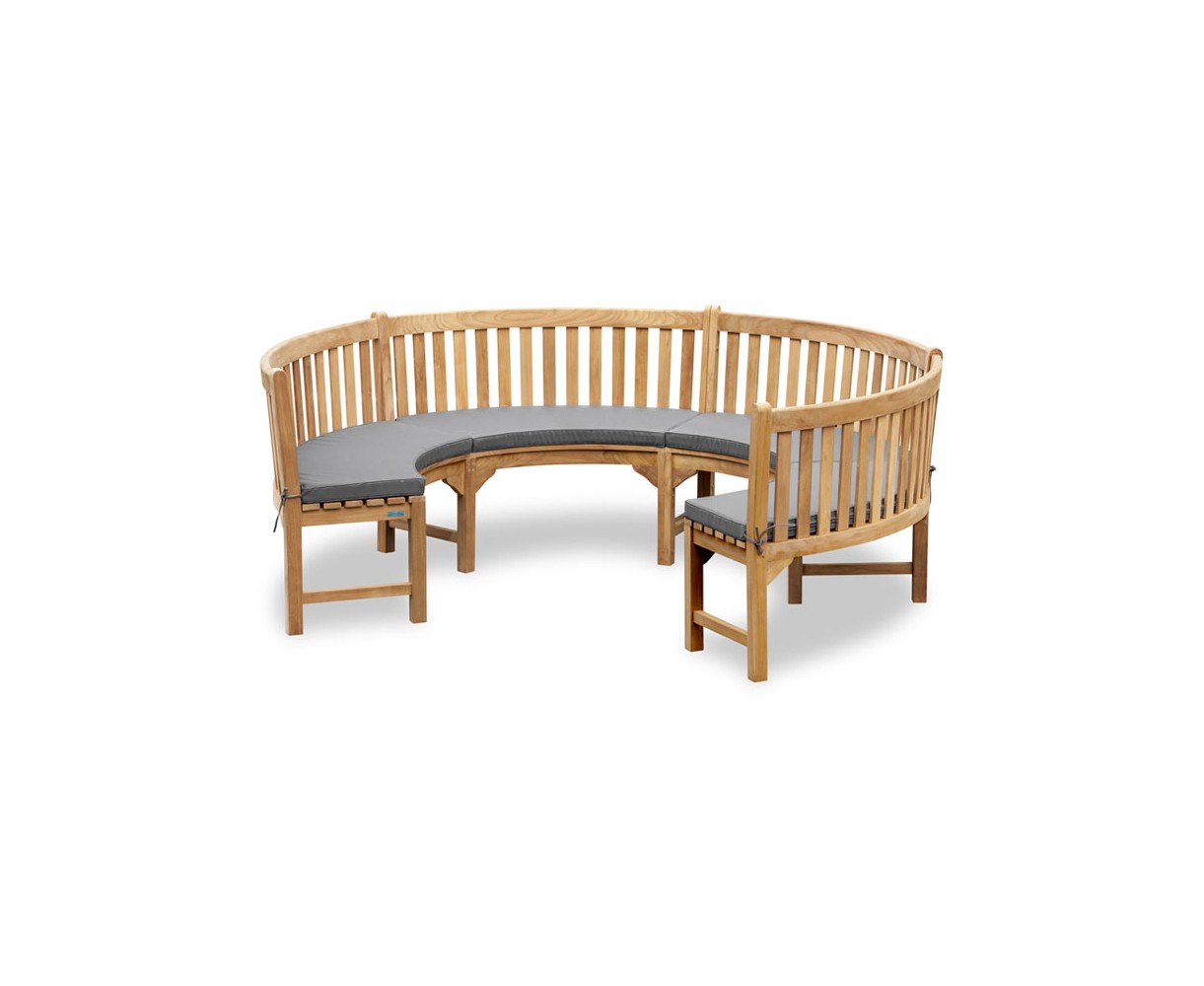 Henley ¾ Teak Curved Garden Wooden Bench