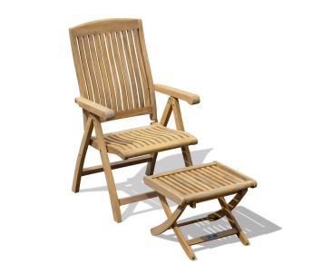 Bali Teak Garden Recliner with Footrest