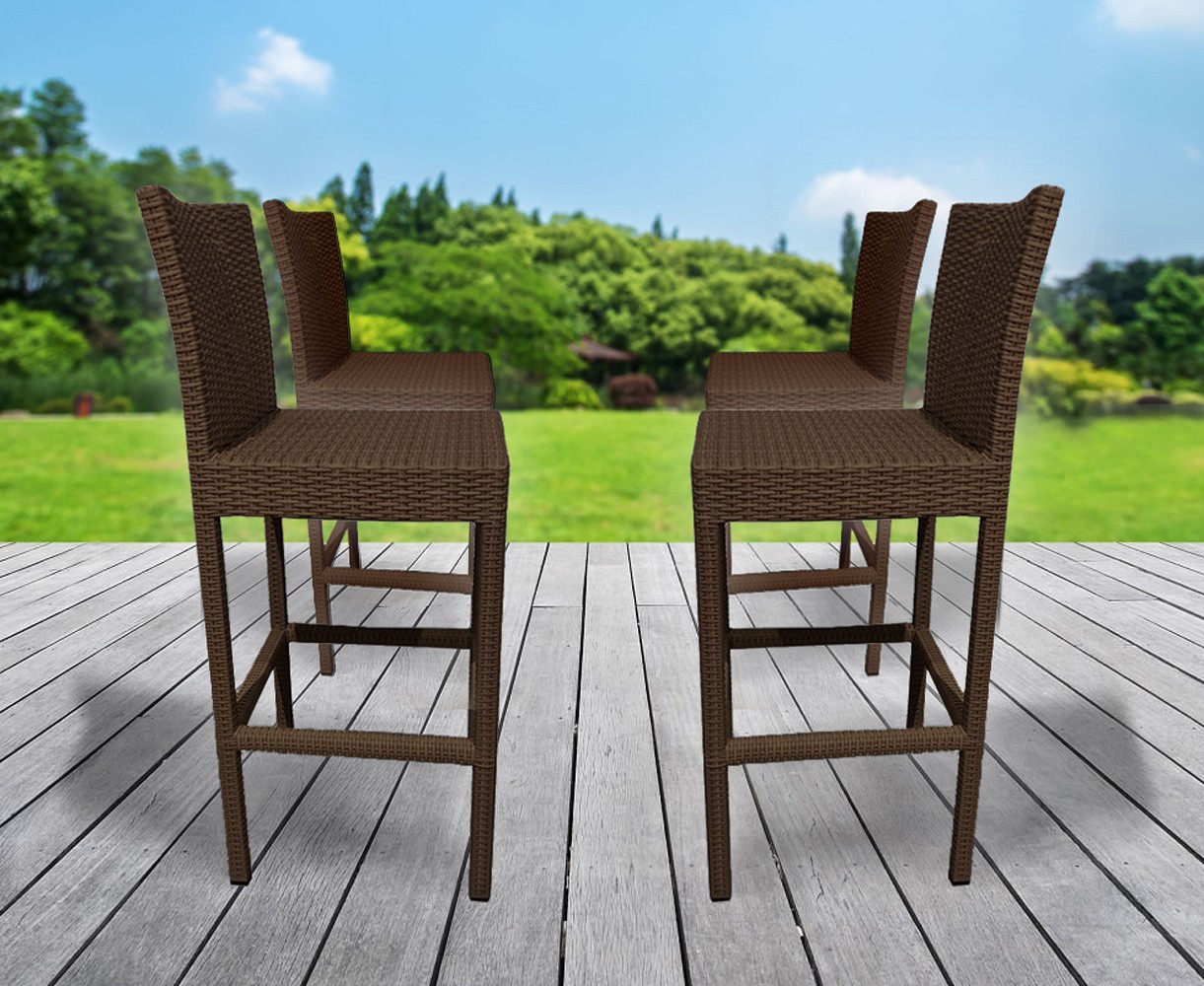 Set of 4 Java Brown Woven Bar Chairs - NEW: End of line