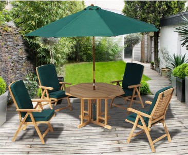 Berrington 4 Seater Octagonal Gateleg Table and 4 Reclining Chairs - Bali Dining Set