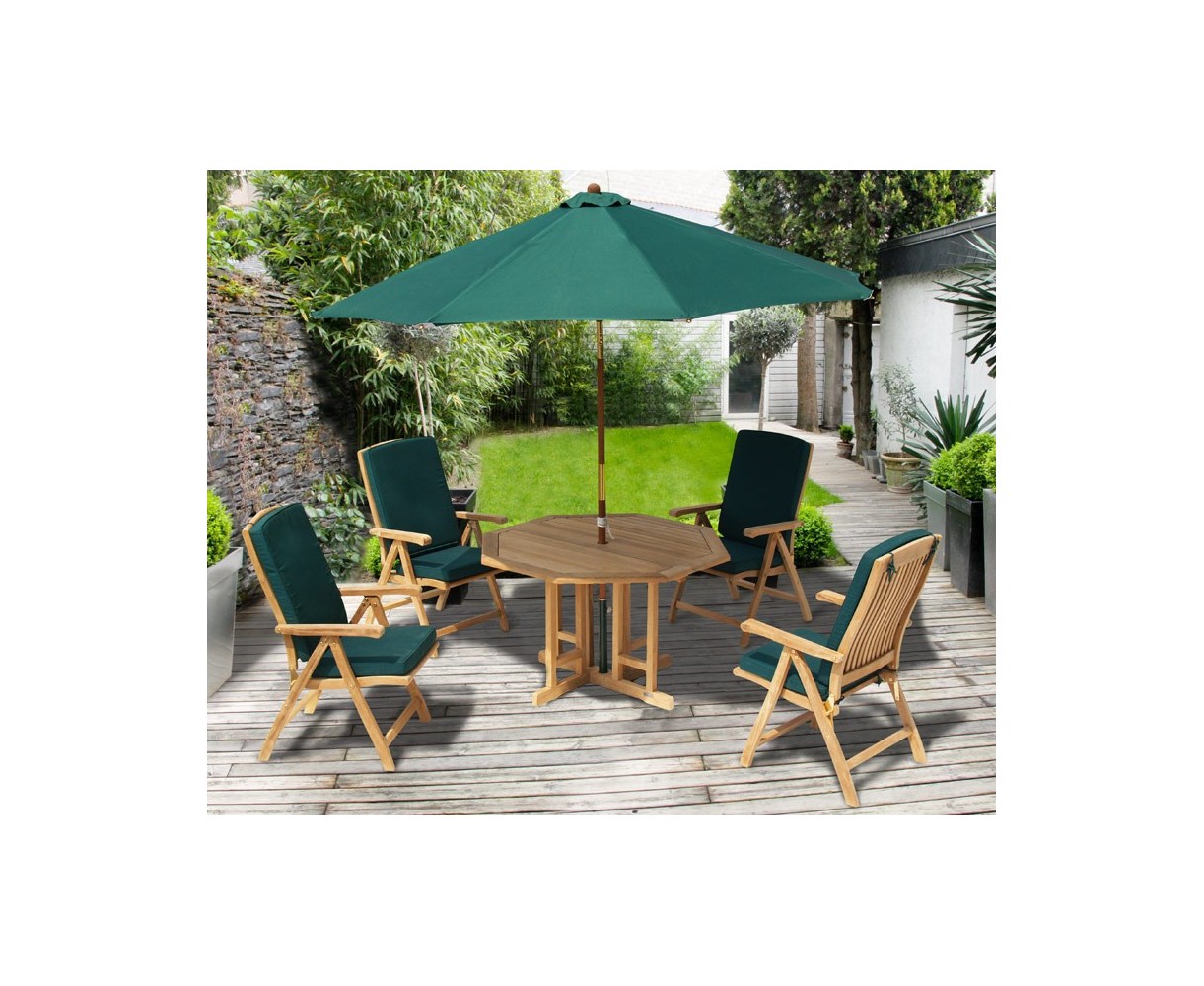 Berrington 4 Seater Octagonal Gateleg Table and 4 Reclining Chairs