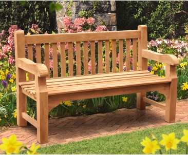 Balmoral 5ft Teak Park - Street Bench |  Heavy Duty Garden Bench