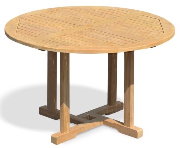 Canfield Teak Round 1.3m Outdoor Table with 4 Vero Stackable Chairs