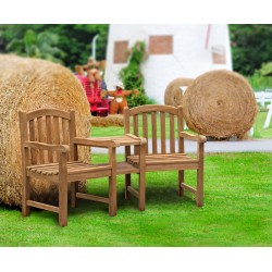 Clivedon Teak Garden Companion Seat - Wooden Garden Love Seat