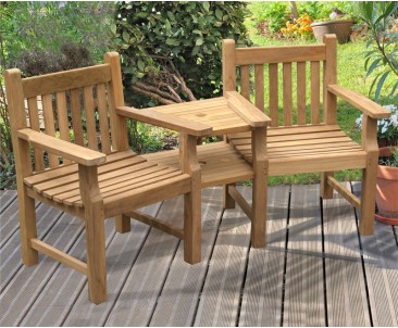 Taverners Garden Teak Companion Seat - Jack and Jill Seat