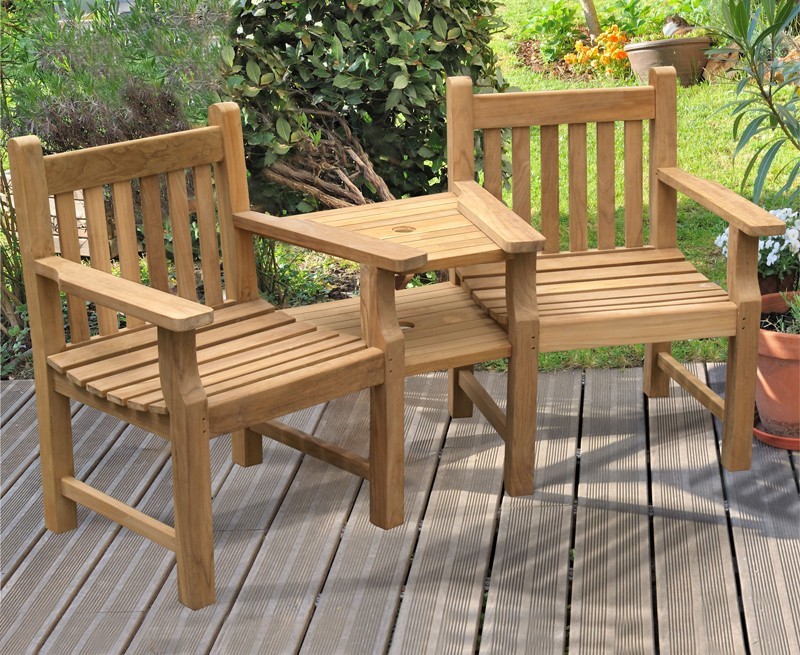 Taverners Garden Teak Companion Seat - Jack and Jill Seat