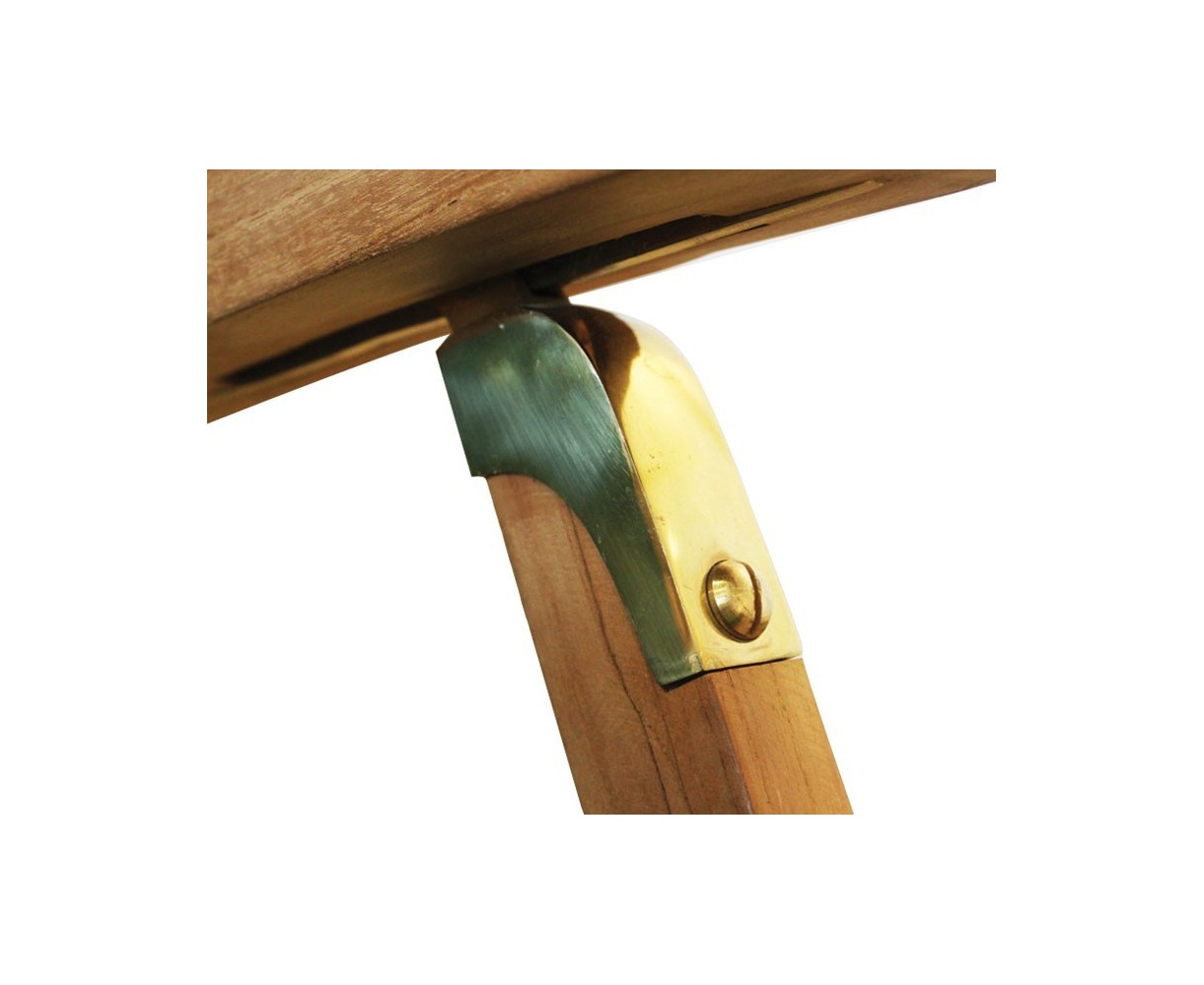 Halo Teak Steamer Chair with Cushion & Brass Fittings