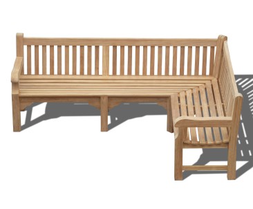 Balmoral Teak Chunky Corner 6 Seater Bench - Right Orientation