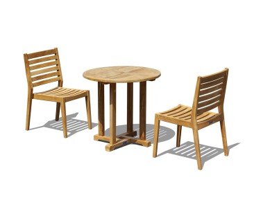 Canfield Round 80cm Teak Dining Table and Vero Chair Set