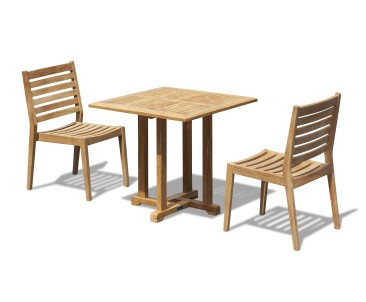 Canfield Square 80cm Table and 2 Vero Stacking Chairs Set