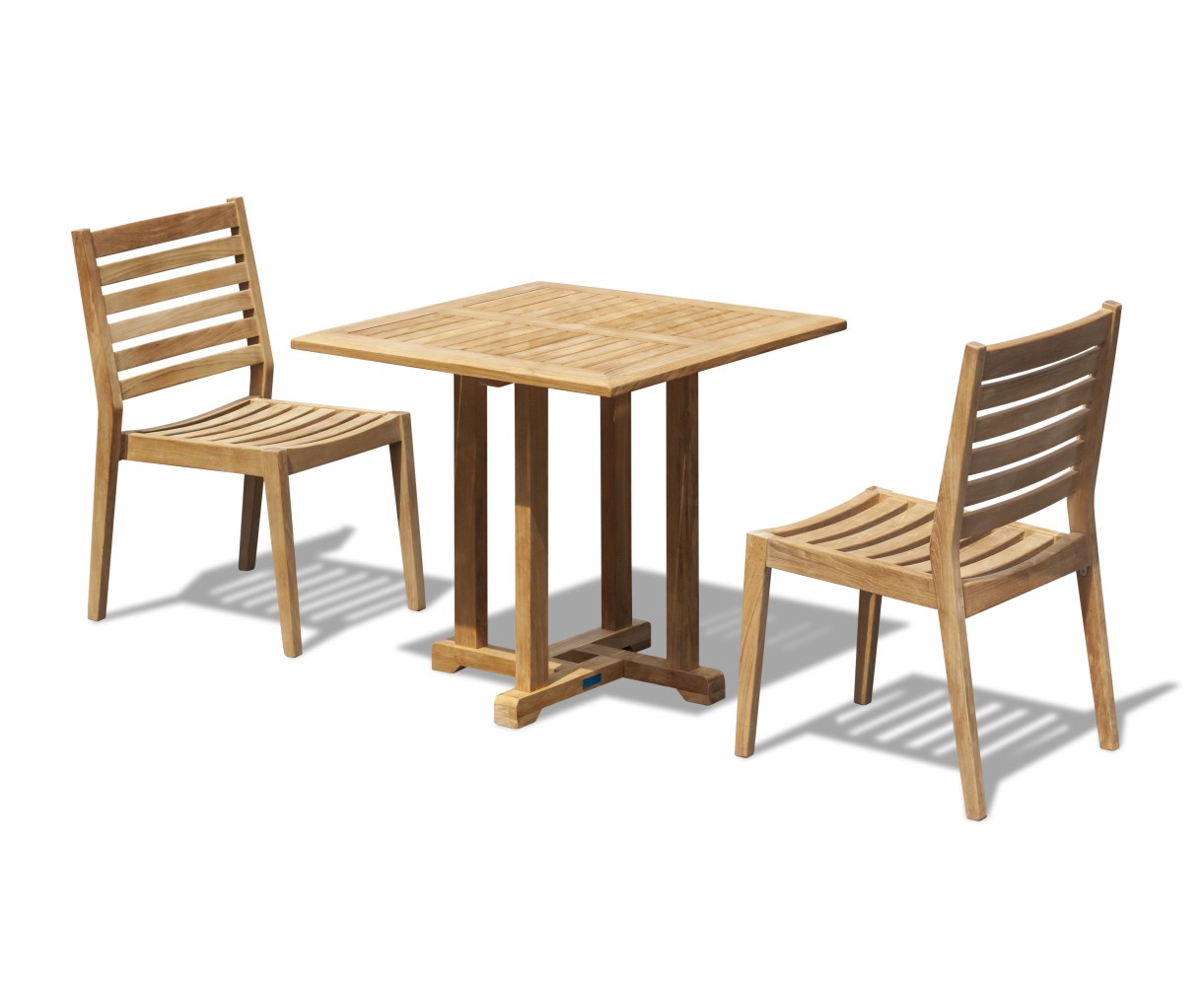Canfield Square 80cm Table and 2 Vero Stacking Chairs Set