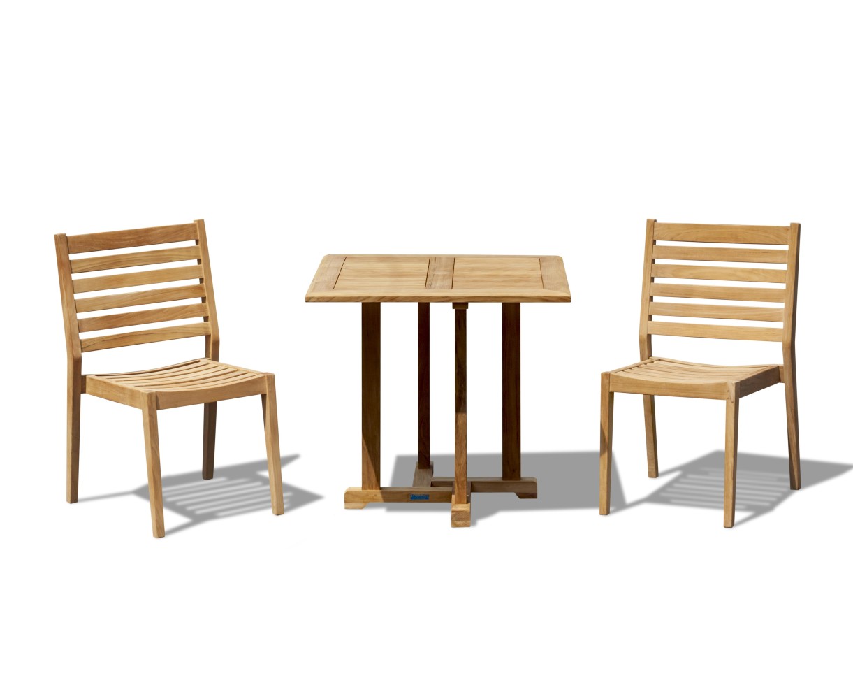 Canfield Square 80cm Table and 2 Vero Stacking Chairs Set