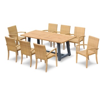 Bridgewater Rectangular 200cm Trestle Table and St Tropez Chairs Set