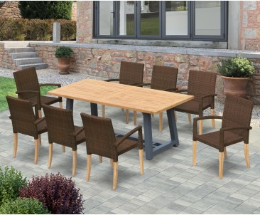 Bridgewater Rectangular 200cm Trestle Table and St Tropez Chairs Set