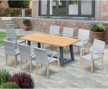 Bridgewater Rectangular 200cm Trestle Table and St Tropez Chairs Set
