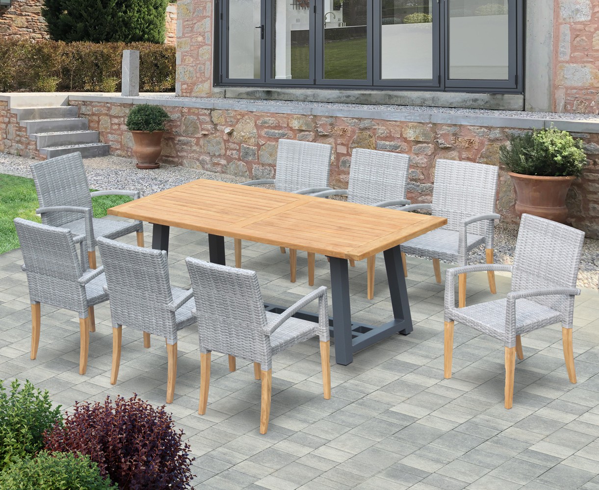 Bridgewater Rectangular 200cm Trestle Table and St Tropez Chairs Set