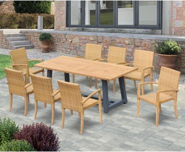 Bridgewater Rectangular 200cm Trestle Table and St Tropez Chairs Set