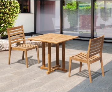 Canfield Square 80cm Table and 2 Vero Stacking Chairs Set