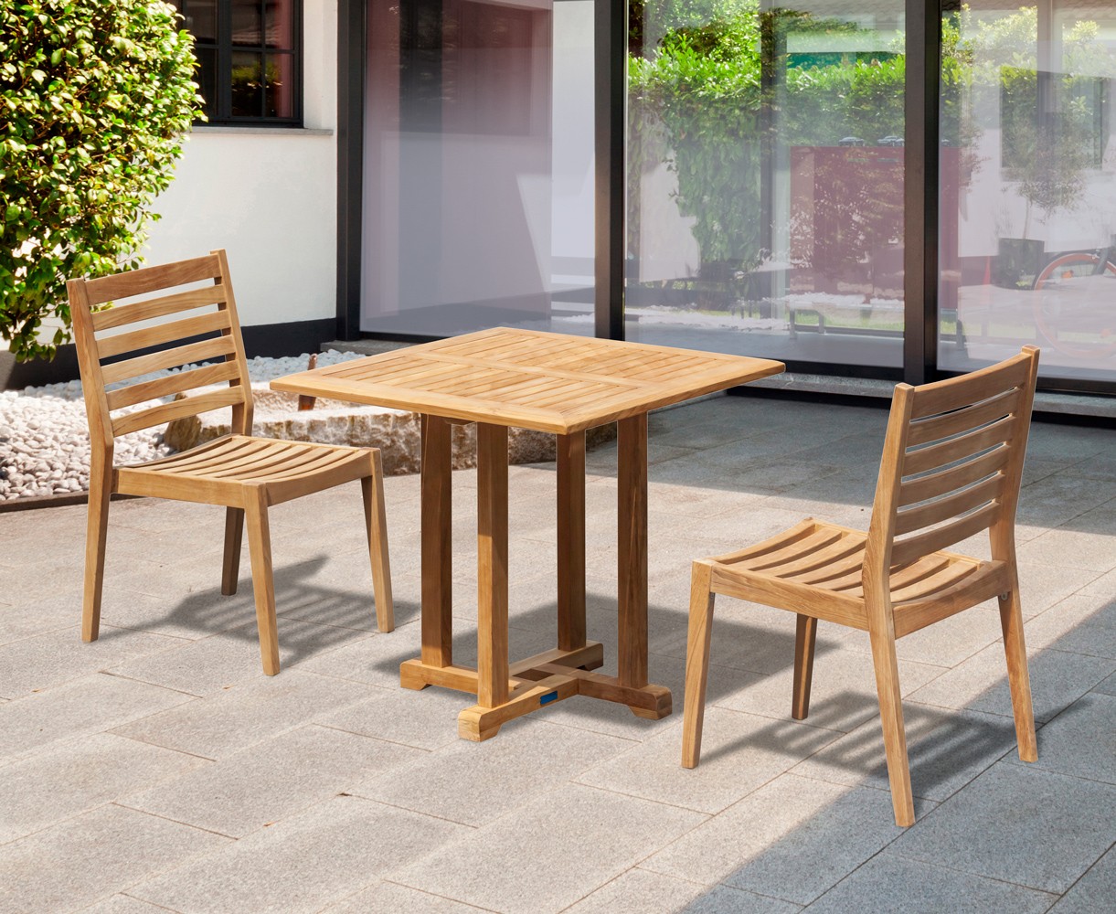 Canfield Square 80cm Table and 2 Vero Stacking Chairs Set