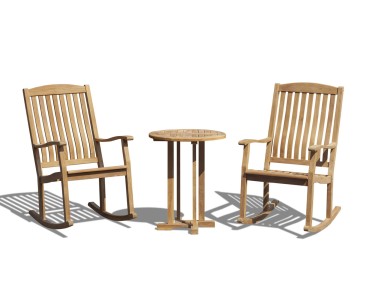 Canfield 0.6m Teak Garden Table and 2 Seater Rocking Chairs Garden Set