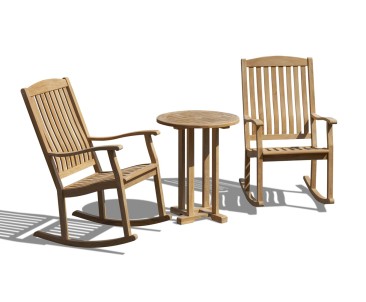 Canfield 0.6m Teak Garden Table and 2 Seater Rocking Chairs Garden Set
