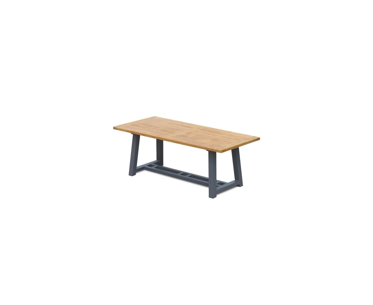 Bridgewater Teak Garden Trestle Table, Rectangular with powder-coated aluminium Legs - 2m