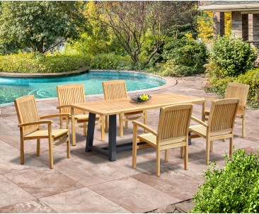 Bridgewater 200cm Table and 6 Bali Chairs Set
