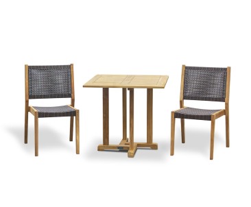 Canfield 0.8m Table and Sora Woven Chairs Set