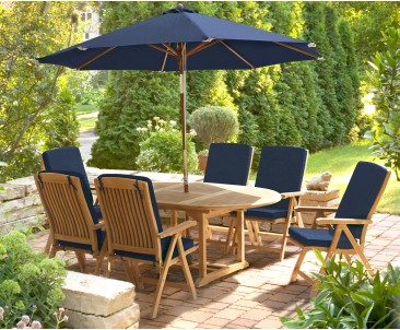 Bali Teak Extending Table and 6 Recliner Chairs Set