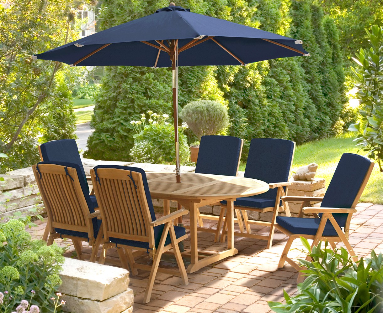 Bali Teak Garden Extendable Table and Recliner Chairs Set