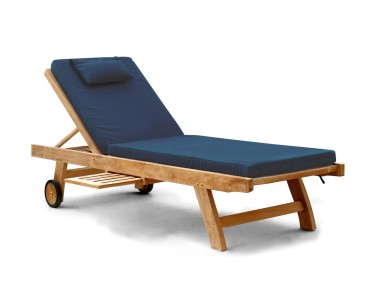 Teak Wooden Garden Sun Lounger with Cushion