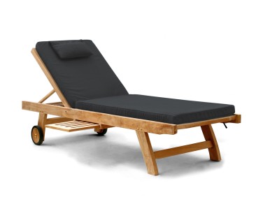 Teak Wooden Garden Sun Lounger with Cushion