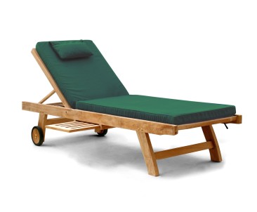 Teak Wooden Garden Sun Lounger with Cushion
