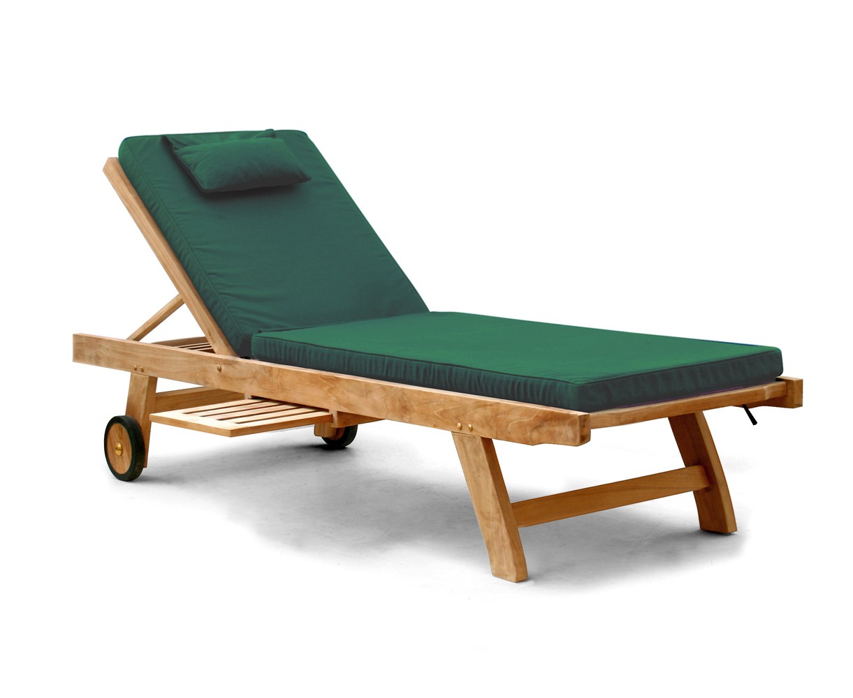 Teak Wooden Garden Sun Lounger with Cushion