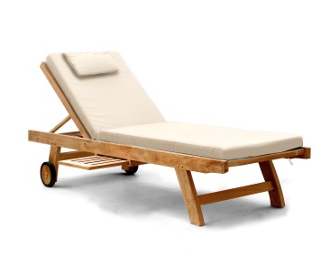 Teak Wooden Garden Sun Lounger with Cushion