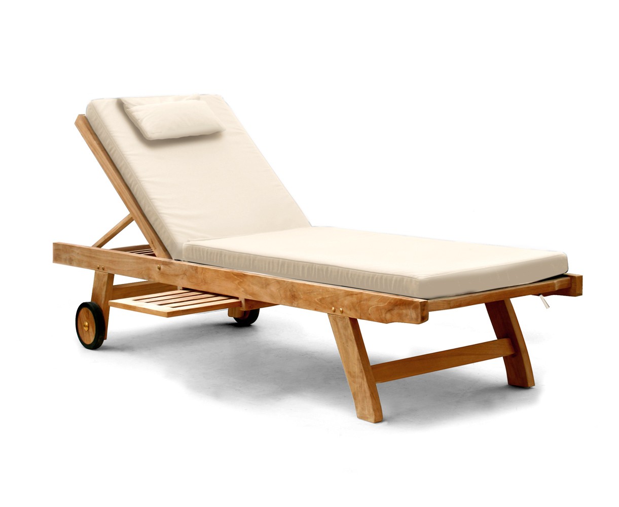 Teak Wooden Garden Sun Lounger with Cushion