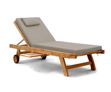Teak Wooden Garden Sun Lounger with Cushion