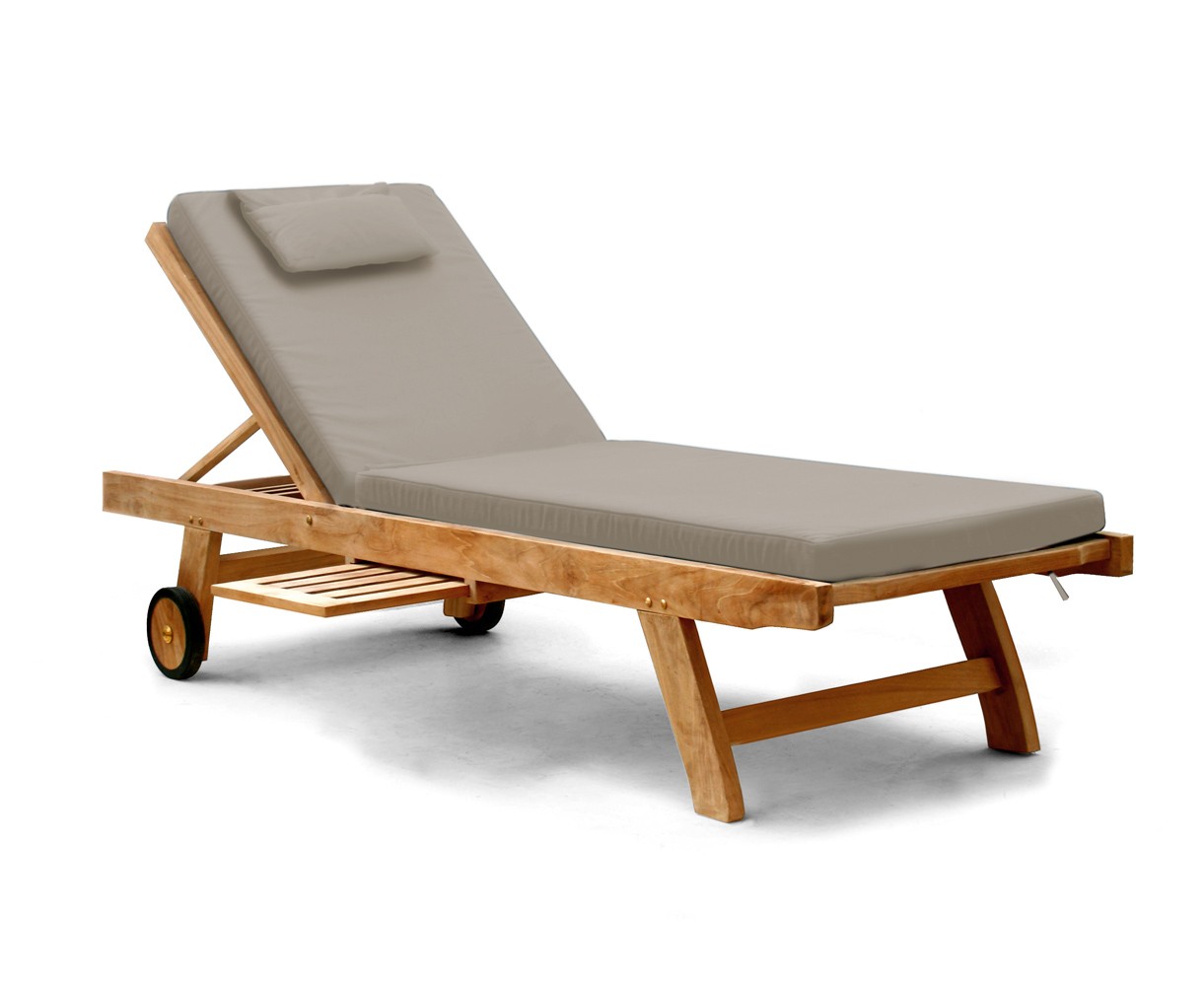 Teak Wooden Garden Sun Lounger with Cushion