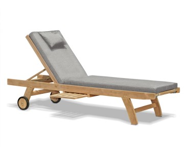 Teak Wooden Garden Sun Lounger with Cushion