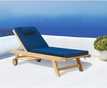 Teak Wooden Garden Sun Lounger with Cushion